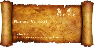Maros Vencel névjegykártya